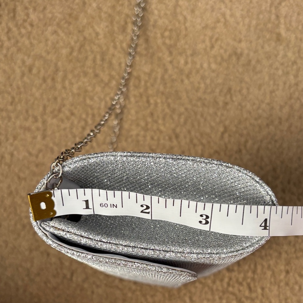 NWT Silver Sparkly Clutch w/ Silver Chain Strap - Picture 12 of 13